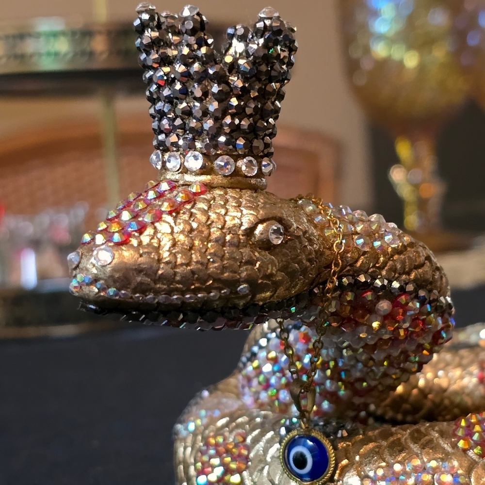 Crystal snake figurine. 15 inches long. Home protection. Decoration. Perfect...